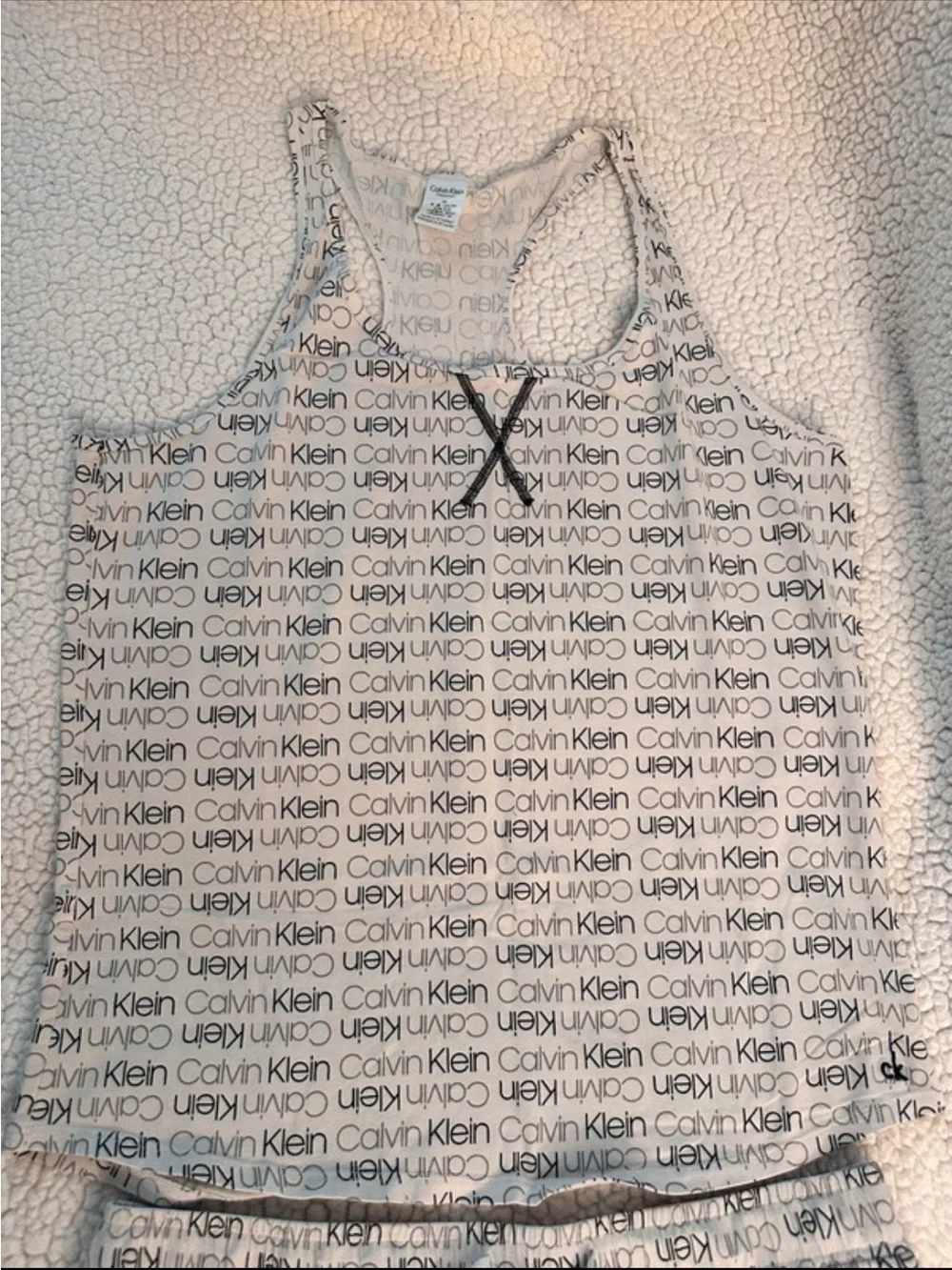 Calvin Klein White & Black Logo Tank and Shorts Sleep Set